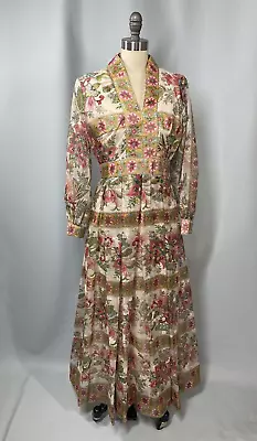 Vintage Dress SIZE SMALL Floral Maxi Long 60s 70s AVALON Sheer Boho • $79