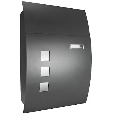 Large Mailbox Steel Wall-Mounted Curved Letterbox Key Lock Parcel Post Box • £23.97