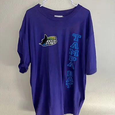 Vintage 1998 Tampa Bay Devil Rays Inaugural Season T-Shirt XL MLB Baseball FLAW • $28.20