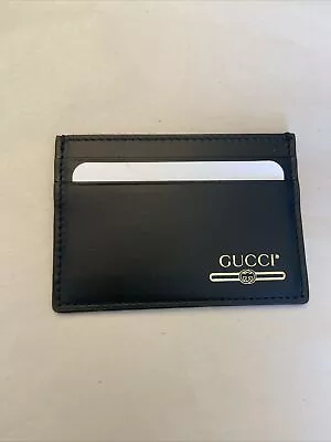 AUTHENTIC - Gucci Leather Card Case With Gucci Logo (4 Card Slot) Black • $108