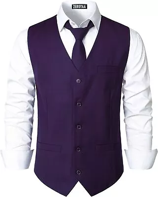 ZEROYAA Men's Hipster Urban Design 3 Pockets Business Formal Dress Vest For Suit • $60.30