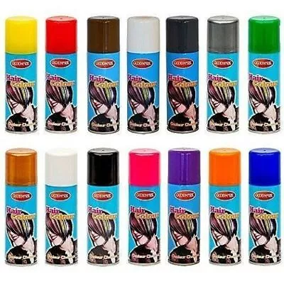 Pack Of 12 Coloured Hair Spray Hairspray Dance Party Wash Out Fancy Dress 125ml • £33.99