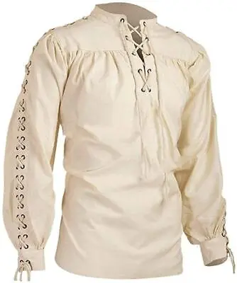 UK Men's Steampunk Vintage Gothic Victorian Medieval Ruffled Blouse Top Shirts • £29.29
