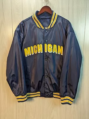 Michigan Wolverines Bomber Jacket Steve & Barry’s Men’s Med Vintage Sz XL Blue • $45.95