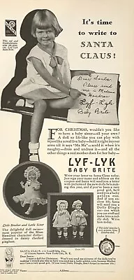 Vintage 1928 LYF-LYK BABY BRITE MADAME HENDREN DOLL SANTA CHRISTMAS Print Ad • $19.98