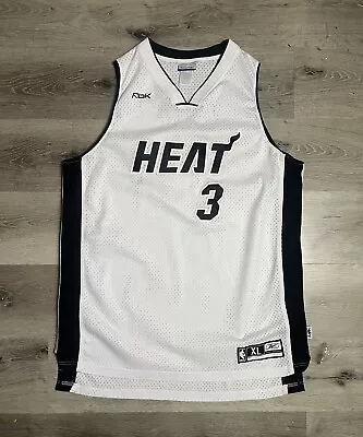 Reebok Miami Heat Jersey Dwyane Wade Blackout White Breast Cancer NBA RBK XL • $65