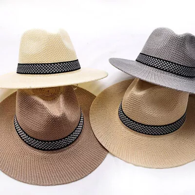 Fedora Hat Cuban Cap Sun Hat Panama Hat Short Brim Unisex Straw Summer Jazz - • $8.94