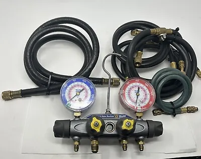 Yellow Jacket Brute 2 II  4 Valve Manifold W/ Heavy Duty Hoses + 1 Extra Hose • $159.99