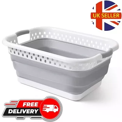 Large Collapsible Laundry Basket Washing Clothes Bin Foldable Space Saving Uk • £9.99