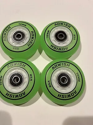 2 AOWISH 4Pack Inline Skate Wheels Outdoor Green Lights Up  72mm/new  8 Total. • $25