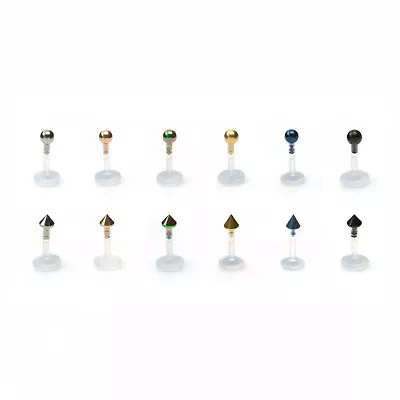 £1.99 • Buy Labret Monroe Lip Nose Stud Bioflex PTFE Bioplast Push Fit - Steel Balls & Cones