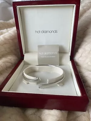 Silver Bangle With Diamonds By H Samuel Boxed  Worn Only Once Online Cost £120 • £49.99