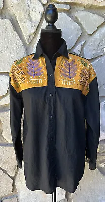 Vintage LONE FEATHER Womens Western Shirt Medium Brown Multicolor Embroidered EC • $28.99