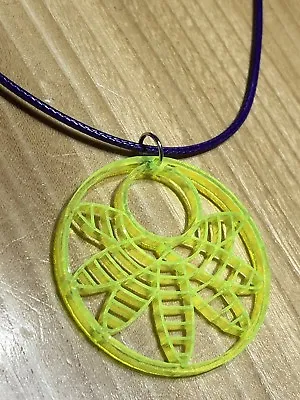 Laser Cut Acrylic Pendant On Waxed Purple Cotton Cord Necklace Free P&P • £3.50