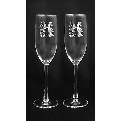 Mickey Minnie Mouse  Disney Wedding Glasses Engraved Personalized  • $39.99