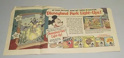 1950s Mickey Mouse Disneyland Park Cereal Premium Newspaper Ad 14 1/2  X 7 1/2  • $1