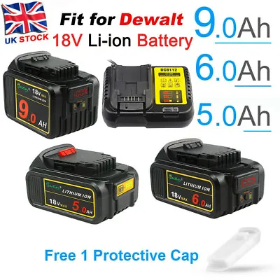 £13.50 • Buy Fit For DEWALT DCB184 18V 5Ah 6Ah 9Ah Li-ion Slide Battery DCB183 DCB182 Charger