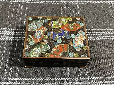 Antique Vintage Chinese Cloisonné Enamel Trinket Box Footed Jewelry Casket • $95