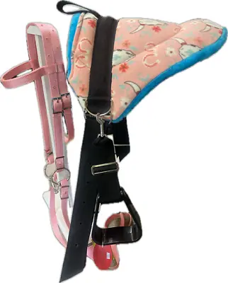 Miniature Horse / Sm Pony Childrens Bareback Saddle Pad Set - W/cinch Pink Skull • $74.99