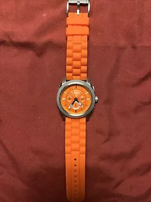 Men's Fossil CH2868 Orange Chrono Dial Watch - 100m As Is • $50