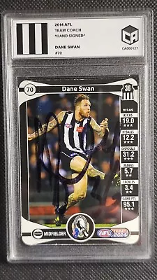 Dane Swan Hand Signed 2014 Teamcoach Card Authority Encased AFL Collingwood • $32