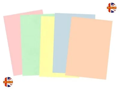 50 SHEETS PASTEL MIX COLOURED A4 CARD 160gsm PINK GREEN YELLOW BLUE SALMON • £3.99