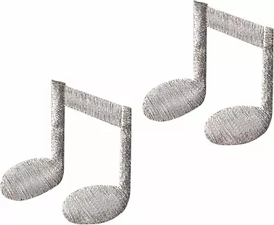 Patch 2 Pack - Music Notes Silver Eighth 1/8 Beamed Sheet 1.5  Iron On #22218  • $4.25