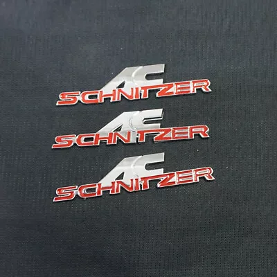 3x Chrome Silver Red Big AC SCHNITZER Metal Emblem Decal Sticker Badge Car Sport • £17.99