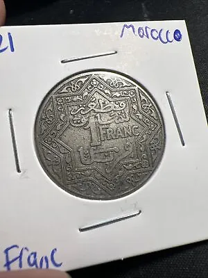 1921 Morocco 1 Franc Coin Nice Condition Z09 • $4.45