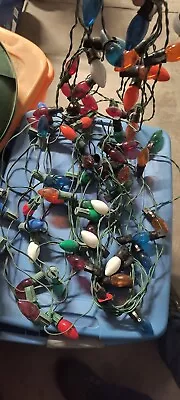 Vintage 3 Sets Of C-9 Outdoor Red & Green Christmas String Lights W/ Extra Bulbs • $25