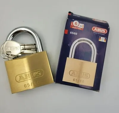 Abus 65/60 Padlock Brass Security ‎Corrosion Resistant Key Alike • £12.99