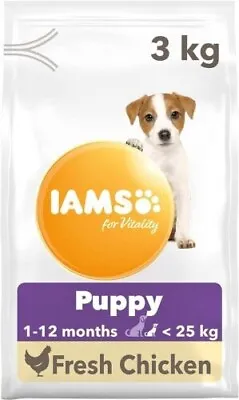 IAMS Complete Dry Dog Food For Puppy Small And Medium Breeds With Chicken 3 Kg • £6.95