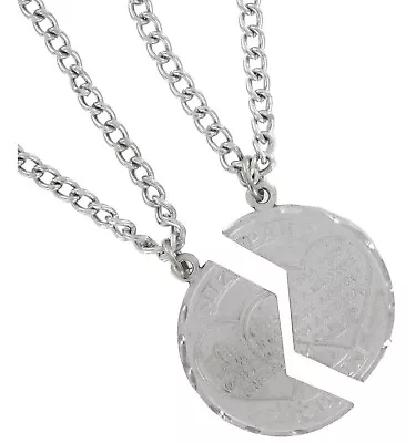 Silver Tone Best Friends Genesis Mizpah Coin 1  Pendant + 20  Chain Necklace Set • $12.59