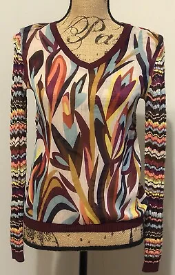 Missoni For Target Textured Sweater Maroon Multicolor V Neck Size S • $22
