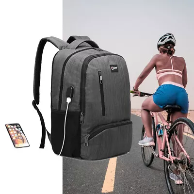 Rucksack USB Charging Port Backpack Unisex Polyester Travel School Shoulder Bag • £12.99