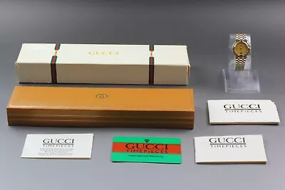 Full Set *NEAR MINT* Vintage GUCCI 9000L Quartz Gold Dial Date Women's Watch JPN • $249.99