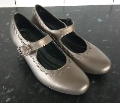 Hotter Bridgette Pewter Mary Jane Low Heel Court Shoe Women's UK Size 4.5 • £15.99