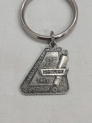 Vintage 1975 Indy 500 Motor Speedway Monroe Shocks Metal Silver Tone Key Chain • $19.99