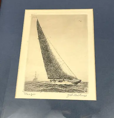 Charles J.A. Wilson Sailboat Ranger Etching Framed 12  X 10  • $74.99