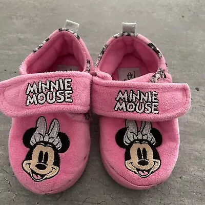 Disney Minnie Mouse Slippers Kids Girls UK Shoe Size 5 Slip On Shoes Indoor • £2.99