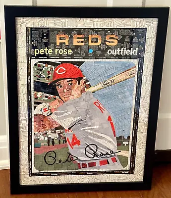1971 Topps PETE ROSE Cincinnati Reds Cut Baseball Cards Mosaic Art Piece 24 X18  • $499.95