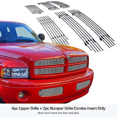 Fits 1999-2001 Dodge Ram Sport Stainless Steel Chrome Billet Grille Insert Combo • $113.99