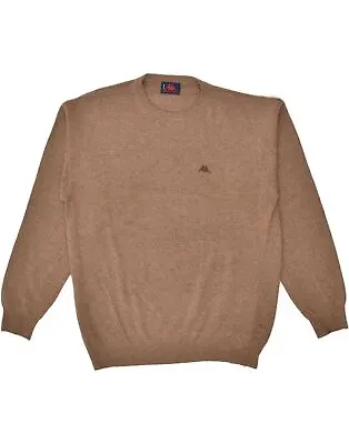 KAPPA Mens Crew Neck Jumper Sweater Large Brown Wool AS51 • £19.46