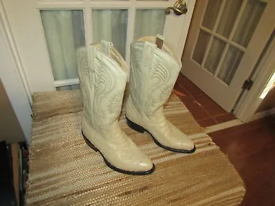 Montana Ostrich Full Quill Embossed Off White Cowboy Western Boots Men's 6.5 E • $52.76