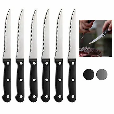 6 Piece Stainless Knife Set Professional Serrated Steak Knives Kitchen Tools USA • $10.39