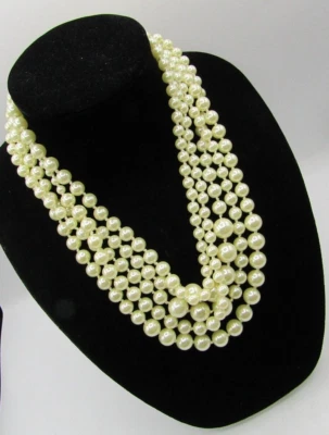 $23.06 • Buy J Crew Glass Faux Pearl Multi Strand Gold Tone Necklace