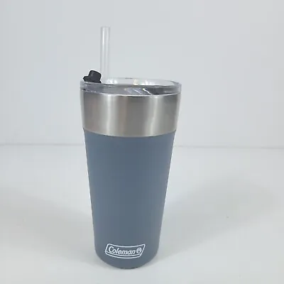 Coleman Brew Tumbler 20oz Blue Insulated Stainless Steel With Slider & Straw Lid • $14.99