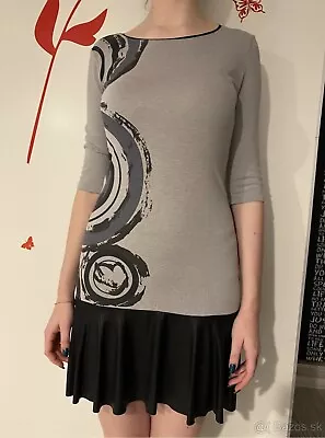 Desigual Designer Grey Black Art Print And Hem Long Sleeve Dress Size XL BNWT • $45