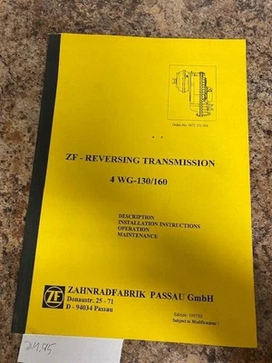 $24.95 • Buy Zahnradfabrik Reversing Transmission 4 WG-130/160 Maintenance Operation SKU-E