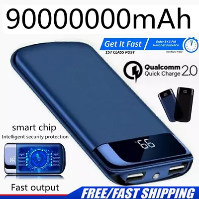 90000000mAh Portable Power Bank 2 USB Charger Battery Pack For Mobile Phone UK • £14.89